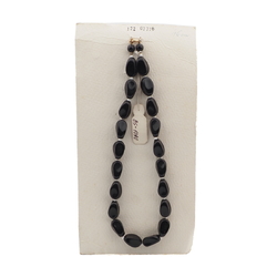Vintage Czech necklace chunky black glass beads 18" 