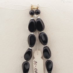 Vintage Czech necklace chunky black glass beads 18" 