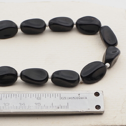 Vintage Czech necklace chunky black glass beads 18" 