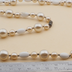 Vintage Czech necklace pearl white glass beads 