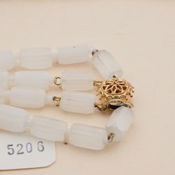 Vintage Czech 2 strand necklace frost satin atlas yellow white green glass beads 20"