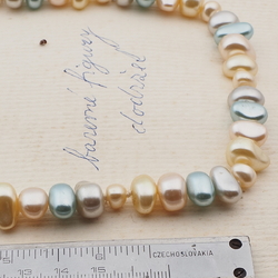 Vintage Czech knotted necklace pearl nugget glass beads 