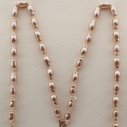 Vintage Czech necklace pearl oval glass beads 