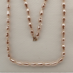 Vintage Czech necklace pearl oval glass beads 
