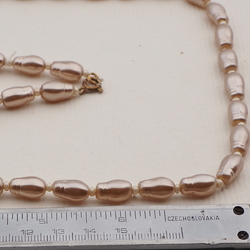 Vintage Czech necklace pearl oval glass beads 
