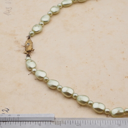 Vintage Czech necklace pearl flat oval glass beads 