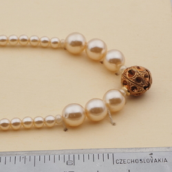 Vintage Czech necklace pearl glass beads 16"