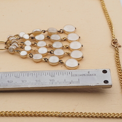 Vintage Czech chain tassle necklace pearl disc glass beads 