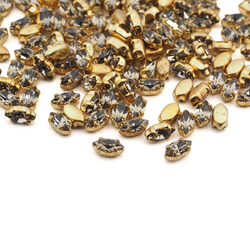 Black Diamond glue soldering Navettes 8 x 4 mm lot 182 pcs vintage faceted rhinestones Preciosa fancy chaton stones