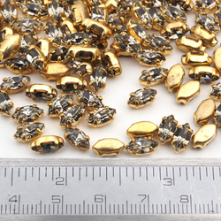 Black Diamond glue soldering Navettes 8 x 4 mm lot 182 pcs vintage faceted rhinestones Preciosa fancy chaton stones