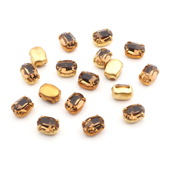Light Topaz glue soldering rectangle Montee 8x6 mm lot 17 pcs vintage faceted rhinestones Preciosa fancy chaton stones