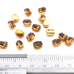 Light Topaz glue soldering rectangle Montee 8x6 mm lot 17 pcs vintage faceted rhinestones Preciosa fancy chaton stones