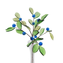 Czech lampwork glass bead blueberry flower stem ornament