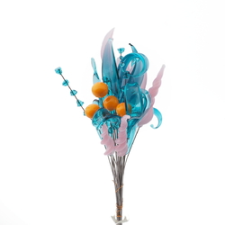 Lot (31) Czech lampwork glass orange aqua opaline flower part petal leaf headpin beads