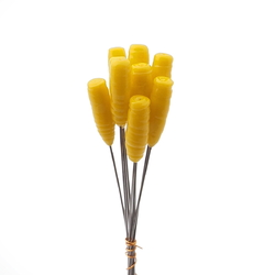 Lot (9) Czech lampwork glass yellow flower part stamen stigma headpin beads