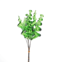 Lot (8) Czech lampwork glass green flower part petal leaf headpin beads