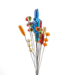 Lot (17) Czech lampwork glass flower part stamen stigma headpin beads