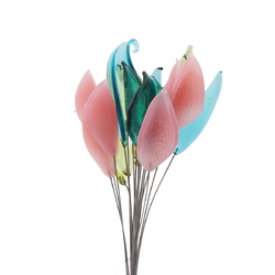 Lot (20) Czech lampwork glass flower part petal leaf headpin beads