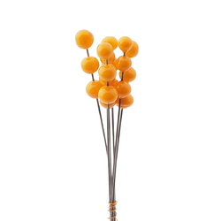 Lot (6) Czech lampwork glass orange flower part stamen stigma berry headpin beads