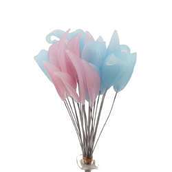 Lot (28) Czech lampwork glass blue pink flower part petal headpin beads