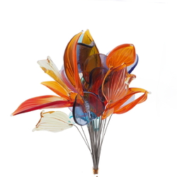 Lot (31) Czech lampwork glass flower part petal leaf headpin beads