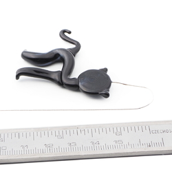 Czech lampwork glass bead black cat headpin stem