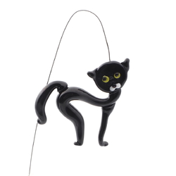 Czech lampwork glass bead black cat headpin stem earring pendant