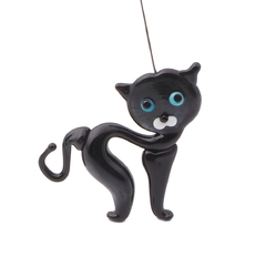 Czech lampwork glass bead black cat headpin stem 1.5"