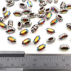 Preciosa AB Topaz sew on silver plate Navettes 10x5 mm 144 pcs marquise faceted rhinestones