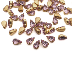Amethyst glue soldering Tears 10x6 mm lot 64 pcs vintage faceted rhinestones Preciosa fancy chaton stones