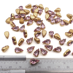 Amethyst glue soldering Tears 10x6 mm lot 64 pcs vintage faceted rhinestones Preciosa fancy chaton stones