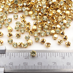 Jonquille yellow glue soldering round Montee 4 mm lot 364 pcs vintage faceted rhinestones Preciosa fancy chaton stones