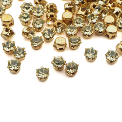 Jonquille yellow glue soldering round Montee 4 mm lot 364 pcs vintage faceted rhinestones Preciosa fancy chaton stones