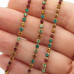 Preciosa Multicolor MC Chaton brass jewelry Rhinestone cup chain Preciosa ss12, 5.2 meter