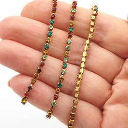 Preciosa Multicolor MC Chaton brass jewelry Rhinestone cup chain Preciosa ss12, 5.2 meter