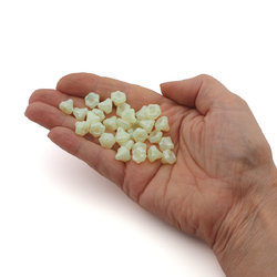 Flower Bells Uranium drop glass beads 9 mm lot of 30