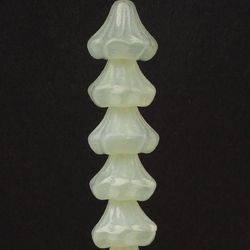 Flower Bells Uranium drop glass beads 9 mm lot of 30