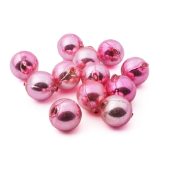 Lot (12) Czech round blown mercury glass pink Christmas garland beads 20mm