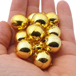 Lot (12) Czech round blown mercury glass gold Christmas garland beads 20mm