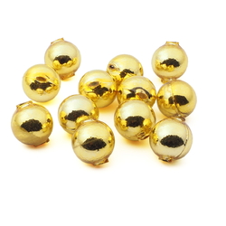 Lot (12) Czech round blown mercury glass gold Christmas garland beads 20mm