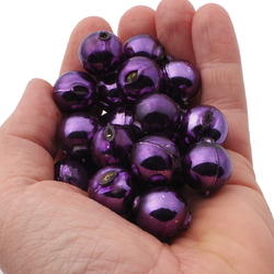 Lot (24) Czech round blown mercury glass purple Christmas garland beads 18mm