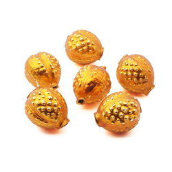 Lot (6) Czech orange blown mercury glass walnut Christmas garland beads 30mm