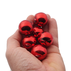 Lot (6) Czech round blown mercury glass red Christmas garland beads 28mm