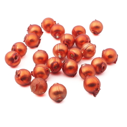 Lot (24) Czech round blown mercury glass matte orange Christmas garland beads 13mm
