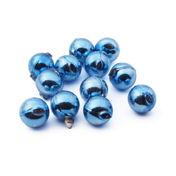 Lot (12) Czech round blown mercury glass blue Christmas garland beads 18mm