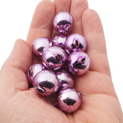 Lot (12) Czech round blown mercury glass lilac Christmas garland beads 20mm