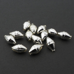 Lot (13) Czech blown glass silver mercury oval Christmas garland beads 23mm