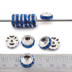 Lot 144 pcs 12mm Premium Czech Sapphire Blue Beveled Slant Shrag Rhinestone Rondelles jewelry supplies cabochons buttons