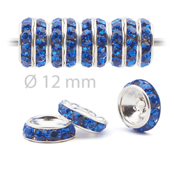 Lot 144 pcs 12mm Premium Czech Sapphire Blue Beveled Slant Shrag Rhinestone Rondelles jewelry supplies cabochons buttons