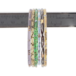Lot (6) Antique Czech gold gilt bicolor faceted glass bangles hoops